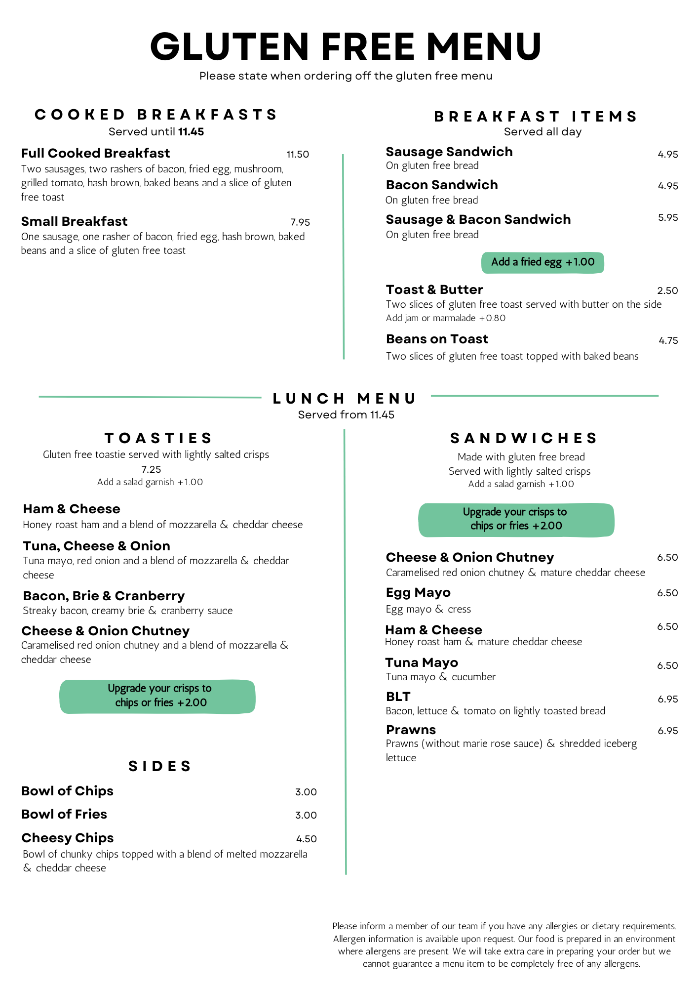 sapcote cafe gluten free menu 1